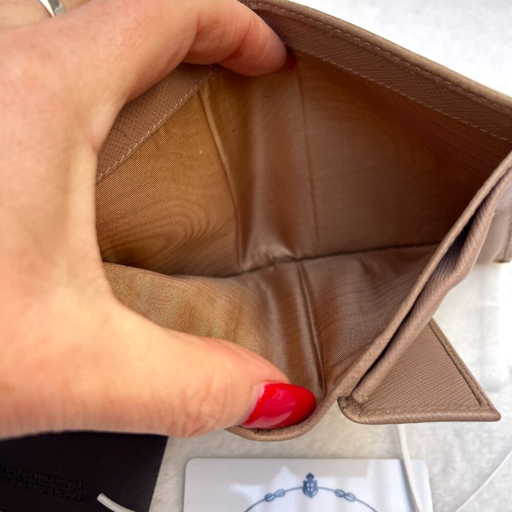 Prada Saffiano Leather Trifold Compact Wallet 1MV204 - Picture 6 of 10